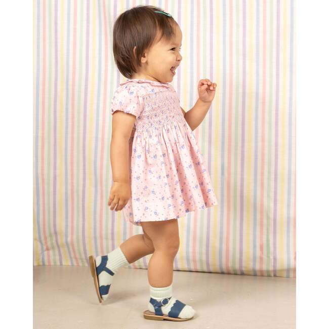 Hand-Smocked Baby Dress Vanity, pink floral - Dresses - 2