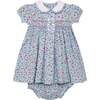 Hand-Smocked Baby Dress Peyson, baby blue cherry - Dresses - 1 - thumbnail