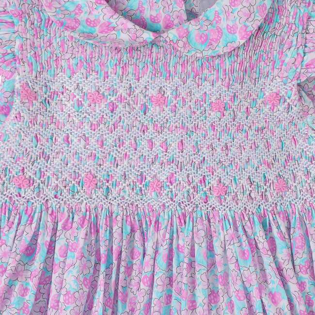 Hand-Smocked Baby Dress Tori, pink floral - Dresses - 4