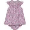 Hand-Smocked Baby Dress Poppy pink and purple ditsy floral - Dresses - 3