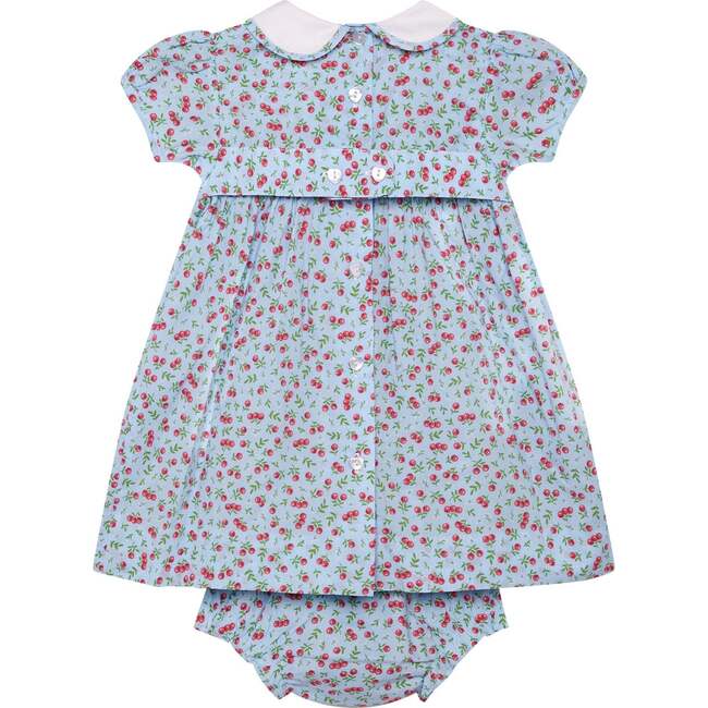 Hand-Smocked Baby Dress Peyson, baby blue cherry - Dresses - 4