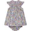 Hand-Smocked Baby Dress Maggy, purple floral - Dresses - 1 - thumbnail