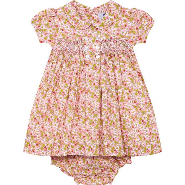 Hand-Smocked Baby Dress Josette, pink strawberry - Dresses - 2