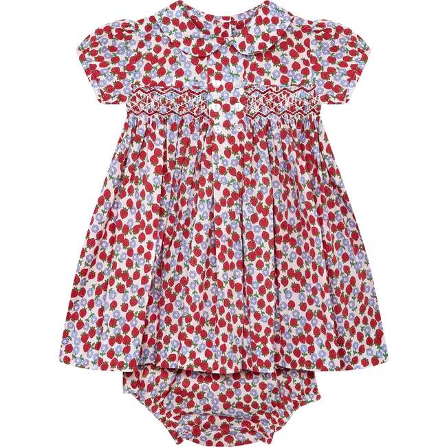 Hand-Smocked Baby Dress Mabley, red strawberry