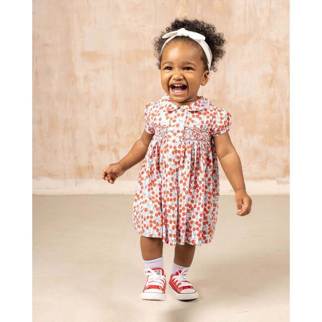 Hand-Smocked Baby Dress Mabley, red strawberry - Dresses - 2