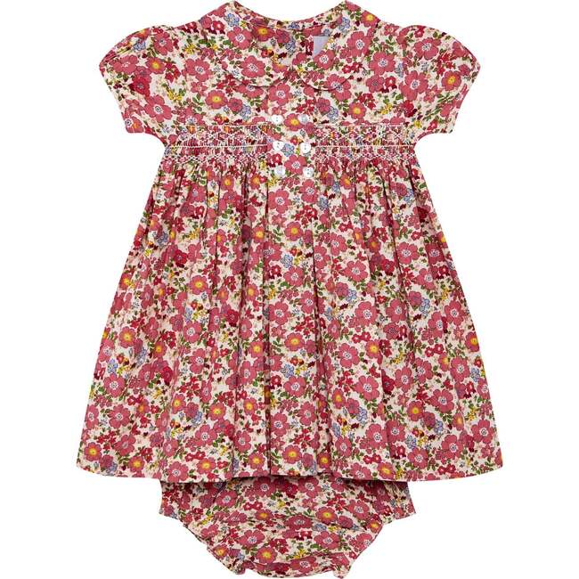 Hand-Smocked Baby Dress Chloe, red floral