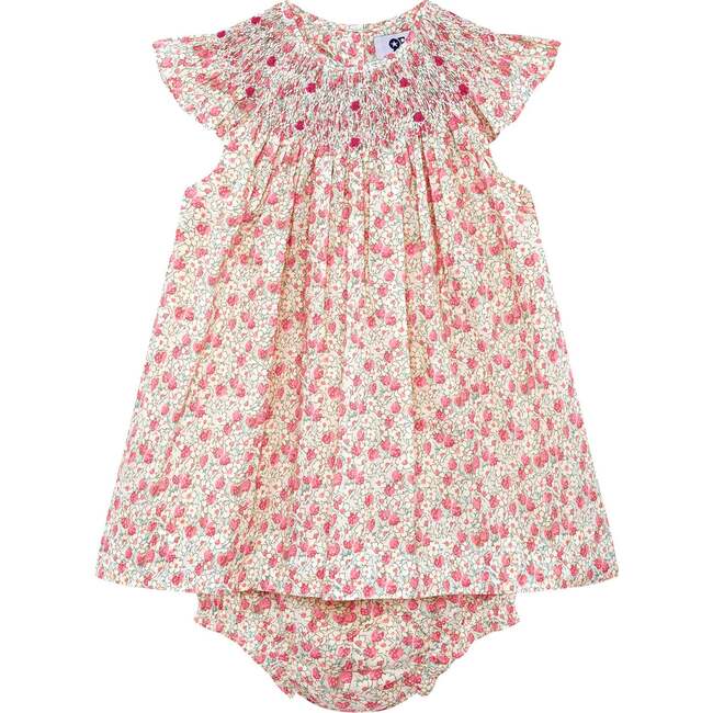 Hand-Smocked Baby Dress Jada, pink and yellow floral