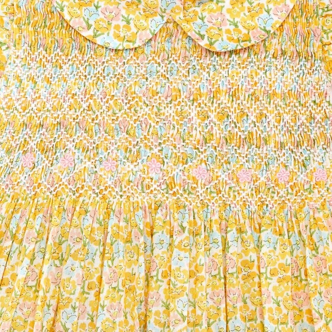 Hand-Smocked Baby Dress Oregon, yellow floral - Dresses - 3