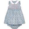 Hand-Smocked Baby Dress Blossom, pale blue and white - Dresses - 1 - thumbnail