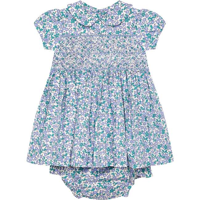 Hand-Smocked Baby Dress Carla , blue and lilac