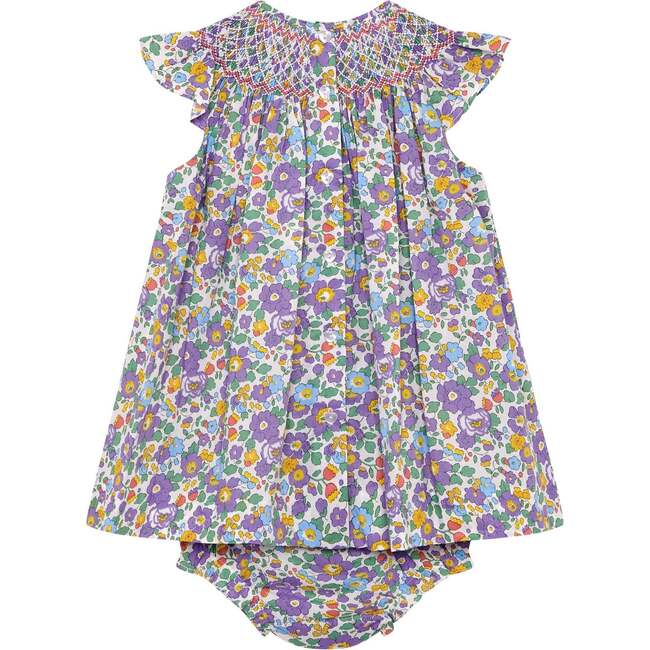 Hand-Smocked Baby Dress Maggy, purple floral - Dresses - 4