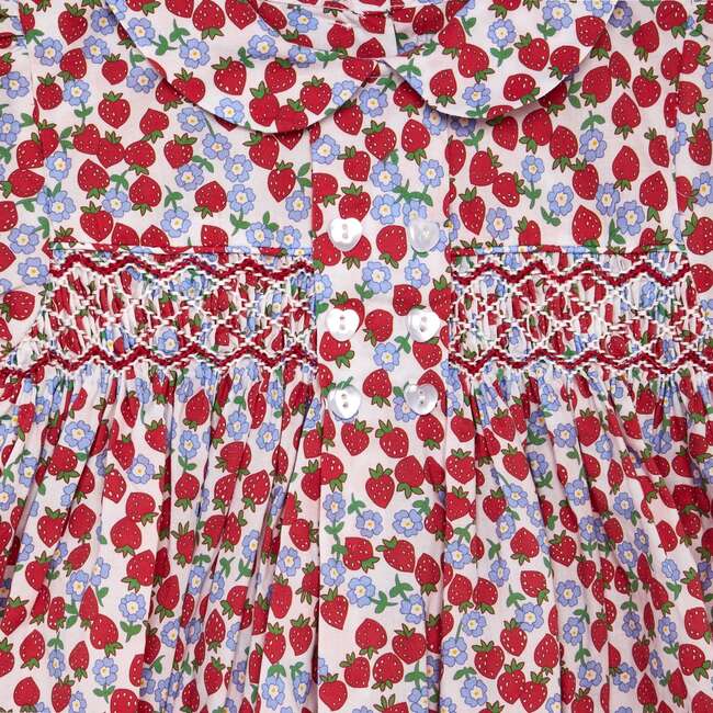 Hand-Smocked Baby Dress Mabley, red strawberry - Dresses - 3