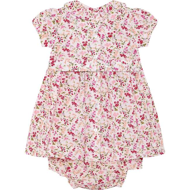 Hand-Smocked Baby Dress Mckenzie, white and pink floral - Dresses - 4