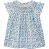 Girls Smocked Blouse Simona, blue flroal - Blouses - 1 - thumbnail