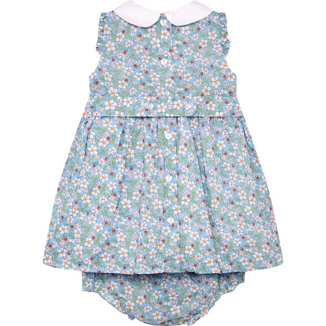 Hand-Smocked Baby Dress Blossom, pale blue and white - Dresses - 4