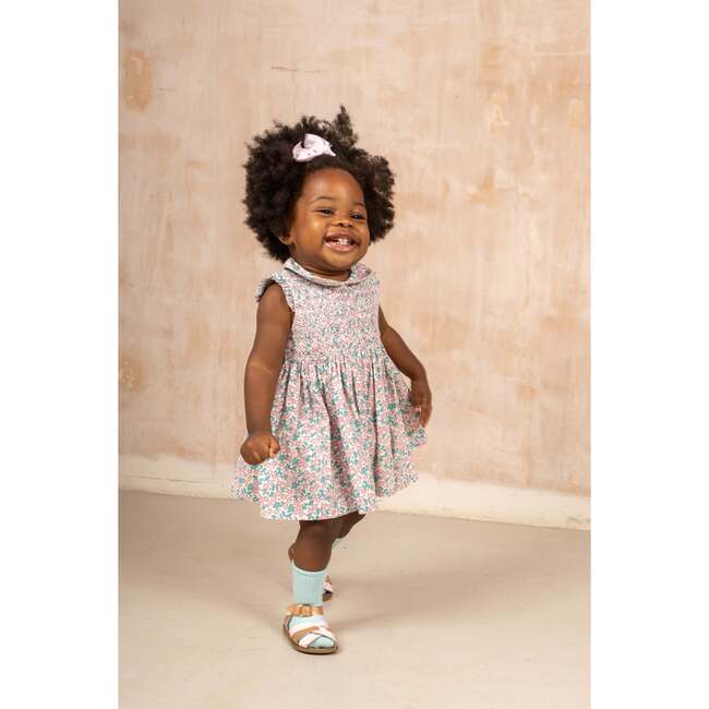 Hand-Smocked Baby Dress Talula, blue and pink floral - Dresses - 6