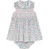 Hand-Smocked Baby Dress Bevery, white and pink floral - Dresses - 1 - thumbnail