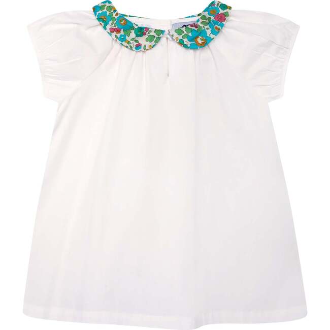 Girls Blouse Lisa, white and turquoise