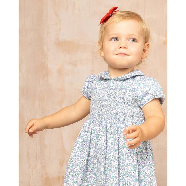 Hand-Smocked Baby Dress Carla , blue and lilac - Dresses - 5