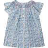 Girls Smocked Blouse Simona, blue flroal - Blouses - 4