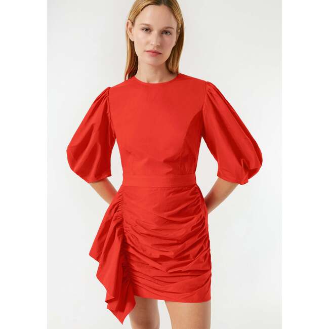 Women's Pia Billow Sleeve Ruched Bottom Mini Dress, Chili - Dresses - 2