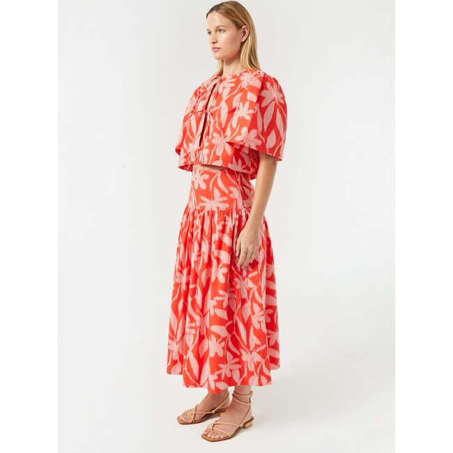 Women's Sia Print A-Line Yoke Waist Full Skirt, Optical Floral - Skirts - 3