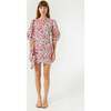Women's Pia Print Billow Sleeve Ruched Bottom Mini Dress, Lago Vine - Dresses - 2