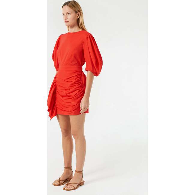 Women's Pia Billow Sleeve Ruched Bottom Mini Dress, Chili - Dresses - 3