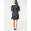 Women's Mariana Deep V-Neck Ruffle Hem Mini Dess, Navy - Dresses - 3