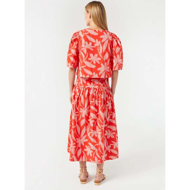 Women's Sia Print A-Line Yoke Waist Full Skirt, Optical Floral - Skirts - 4