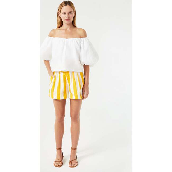 Women's Sima On & Off-Shoulder Puff Sleeve Top, White - Blouses - 4