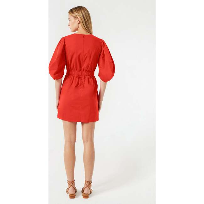 Women's Pia Billow Sleeve Ruched Bottom Mini Dress, Chili - Dresses - 4