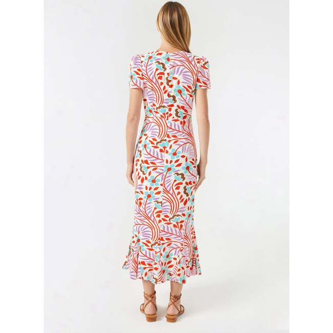 Women's Lulani Print Puff Sleeve Ruffle Hem Long Dress, Lago Vine - Dresses - 4