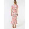 Women's Lulani Print Puff Sleeve Ruffle Hem Long Dress, Lago Vine - Dresses - 4