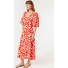 Women's Ina Cross-Over V-Neck Dress, Red Caspian Lagoon Grande - Dresses - 2