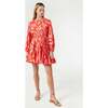 Women's Ella Print Long Sleeve Braided Belt Short Dress, Optical Floral - Dresses - 2