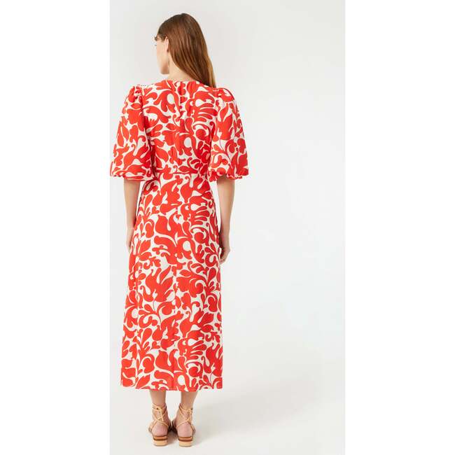 Women's Ina Cross-Over V-Neck Dress, Red Caspian Lagoon Grande - Dresses - 3