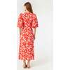 Women's Ina Cross-Over V-Neck Dress, Red Caspian Lagoon Grande - Dresses - 3