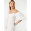 Women's Dali Sweetheart Neck Puff Sleeve Mini Dress, White - Dresses - 2