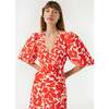 Women's Ina Cross-Over V-Neck Dress, Red Caspian Lagoon Grande - Dresses - 4