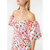 Women's Karima Print Off-Shoulder Puff Sleeve Midi Dress, Lago Vine - Dresses - 3