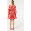 Women's Ella Print Long Sleeve Braided Belt Short Dress, Optical Floral - Dresses - 3
