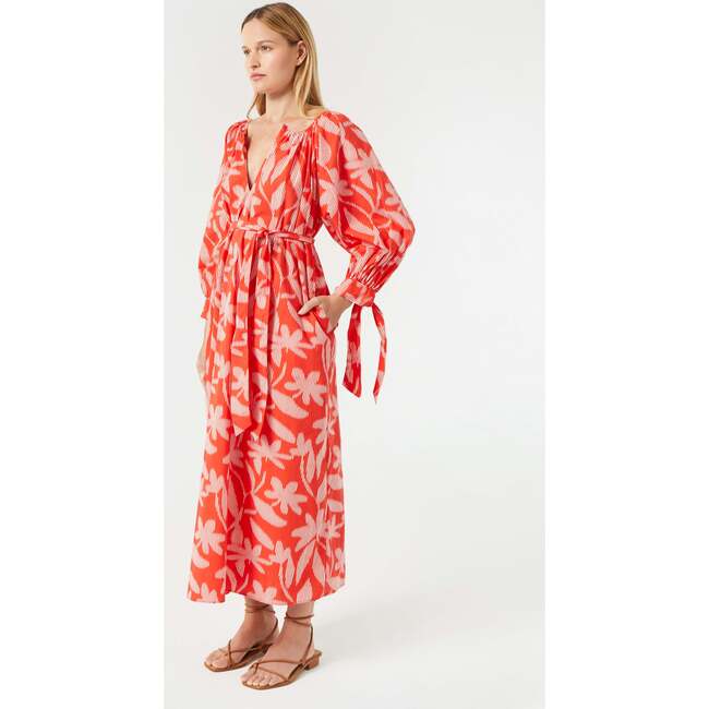 Women's Annie Print Notch Neck Billow Maxi Dress, Optical Floral - Dresses - 3