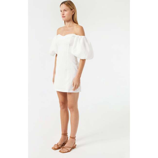 Women's Dali Sweetheart Neck Puff Sleeve Mini Dress, White - Dresses - 3