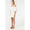 Women's Dali Sweetheart Neck Puff Sleeve Mini Dress, White - Dresses - 3