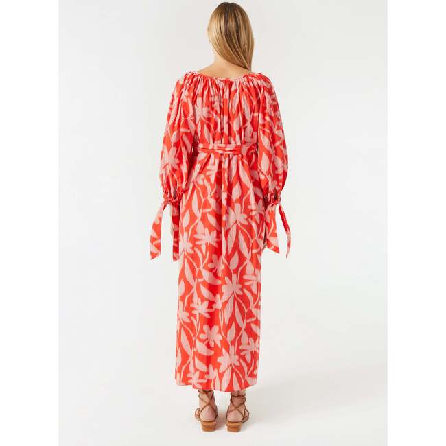 Women's Annie Print Notch Neck Billow Maxi Dress, Optical Floral - Dresses - 4