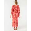 Women's Annie Print Notch Neck Billow Maxi Dress, Optical Floral - Dresses - 4