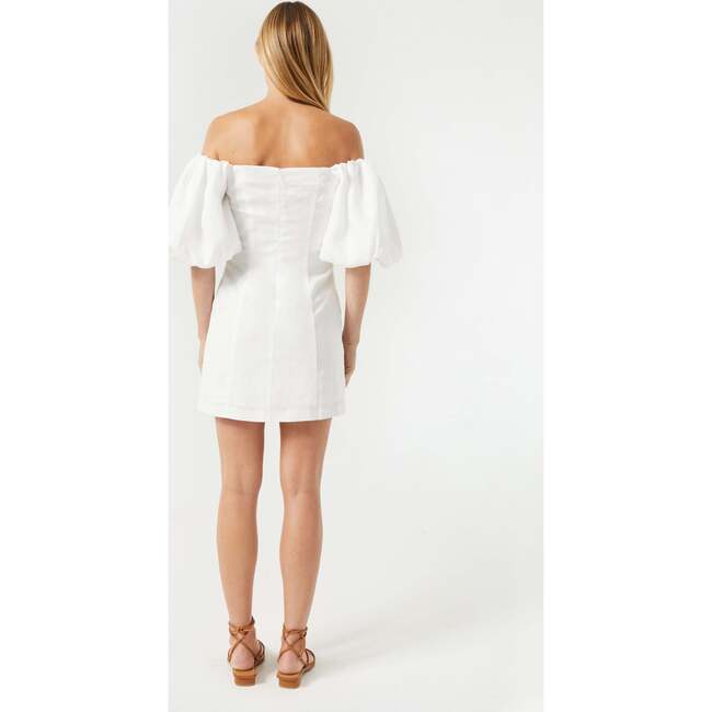 Women's Dali Sweetheart Neck Puff Sleeve Mini Dress, White - Dresses - 4