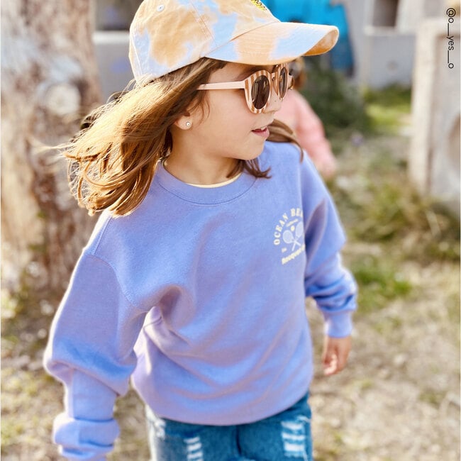 Kids Ocean Beach Crew Neck Sweatshirt, Lavender - Sweatshirts - 3