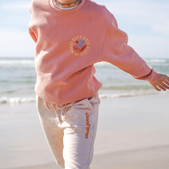 Kids Sun & Waves Crew Neck Sweatshirt, Rose - Sweatshirts - 4